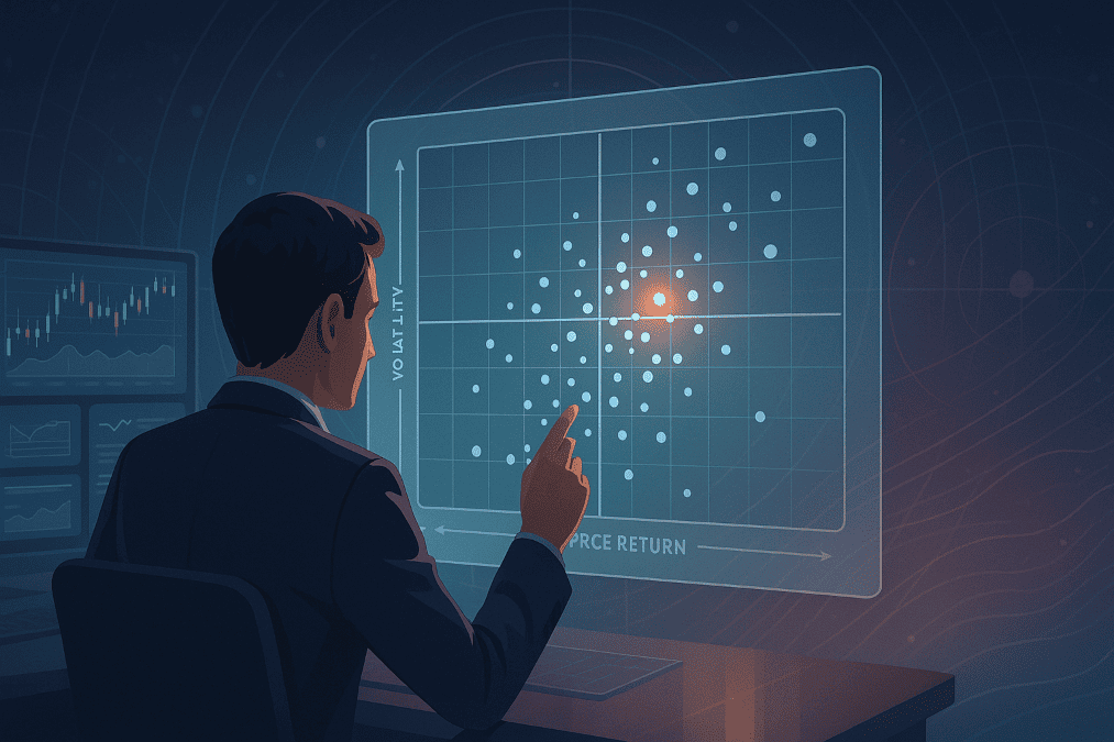 Scatter plot chart showing market quadrants