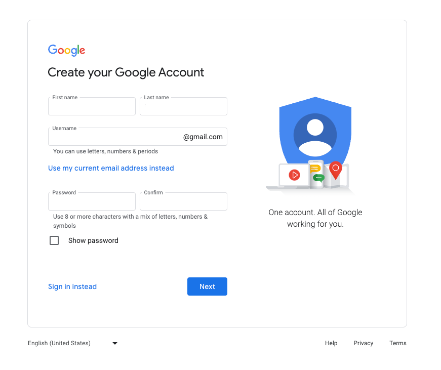 google finance account creation example 