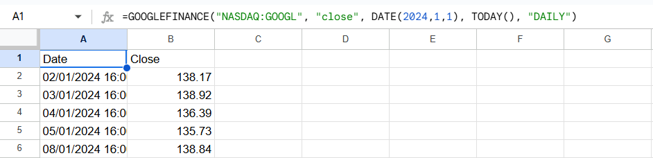 google finance function example 